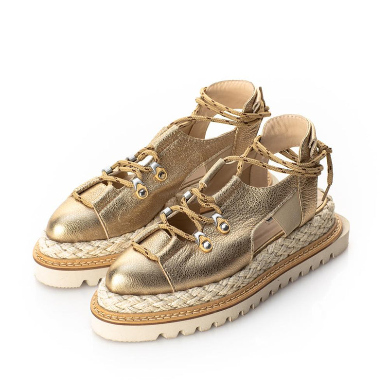 Summer Sense Gold Flat Platform Shoes