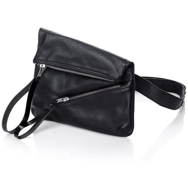 Double Zipper Black Bum Bag